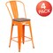 Flash Furniture Orange Metal Counter Stool, 24", PK4 4-CH-31320-24GB-OR-WD-GG - alternate 2